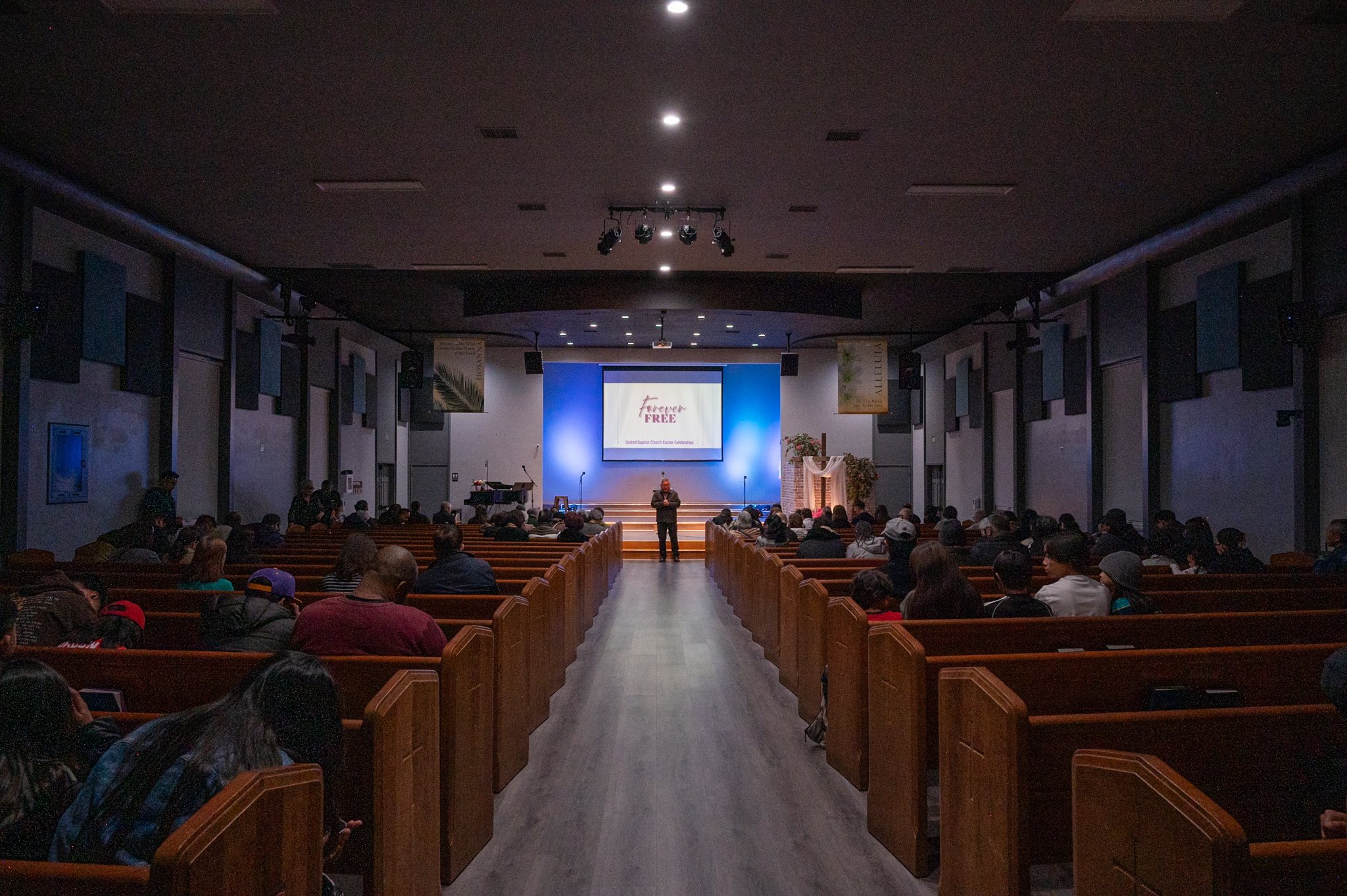 Congregation gathered during worship service
